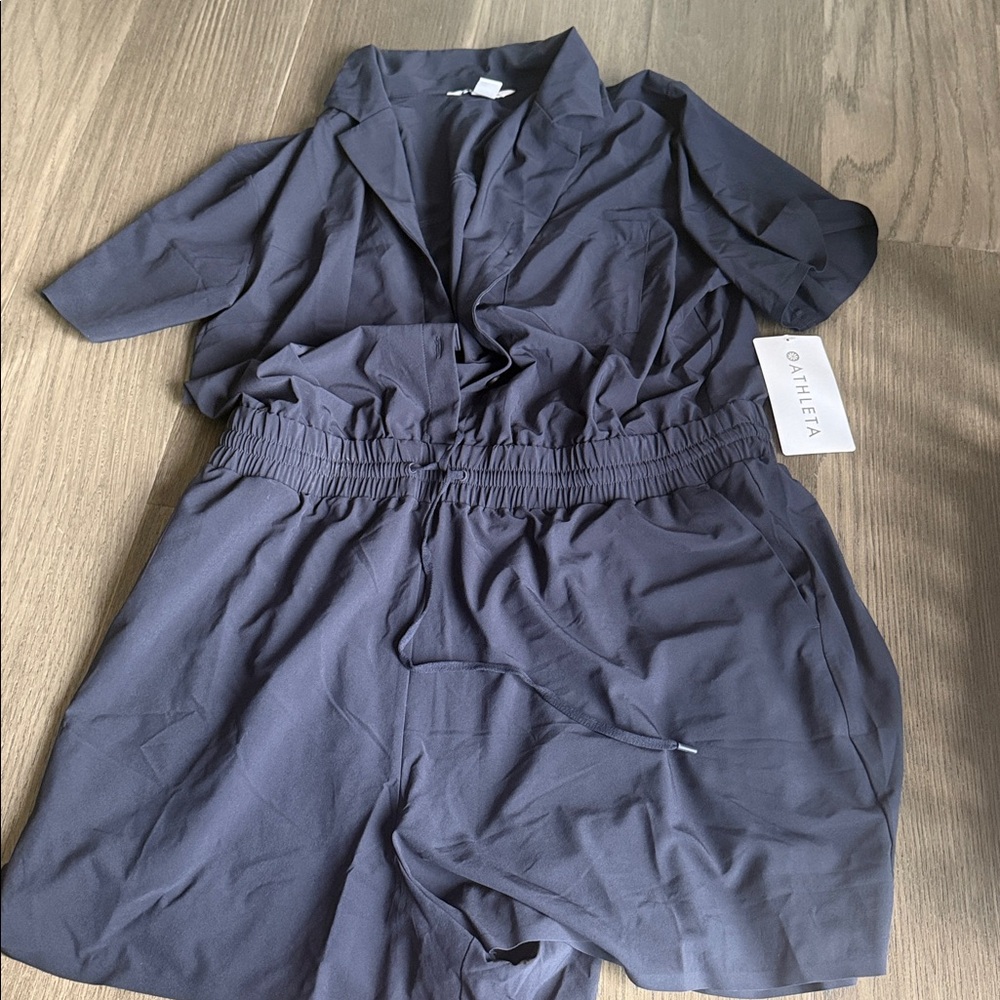 NWT Athleta Avenue Romper Navy Blue Size Large